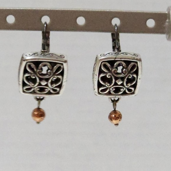 BRIGHTON‎ vintage scrolled leverback earrings - Picture 1 of 5